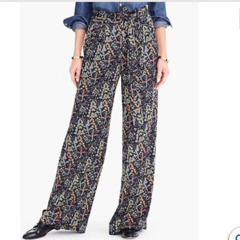 J. Crew Point Sur Jungle Print Crepe Wide Leg Pant